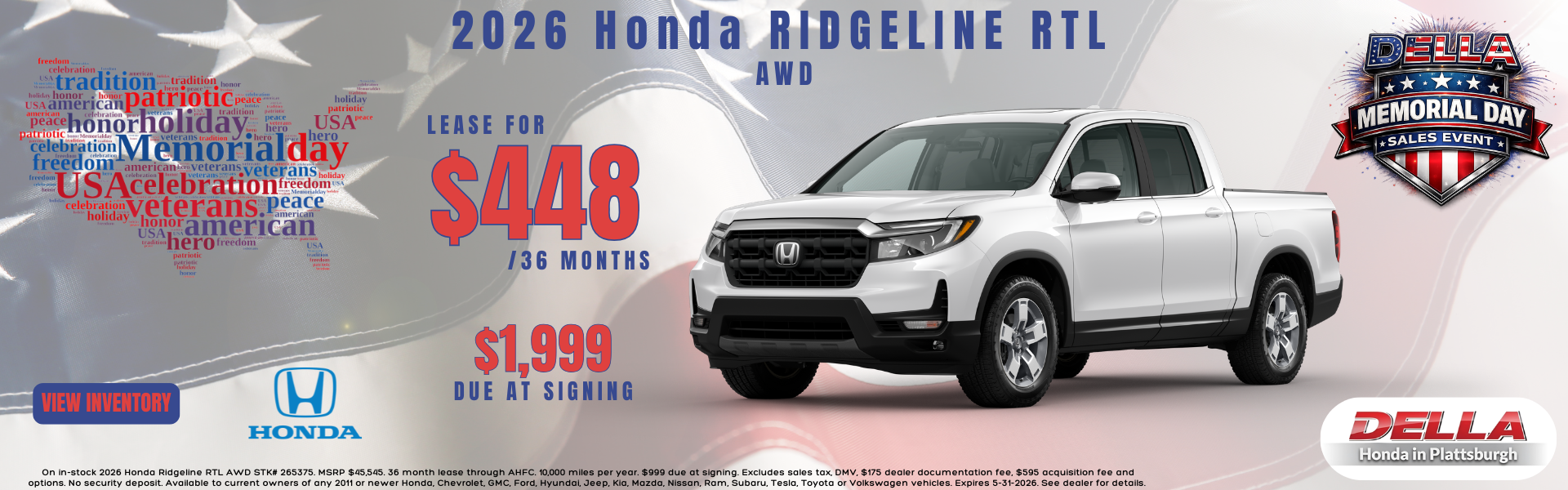 2026 Honda Ridgeline for sale in Plattsburgh